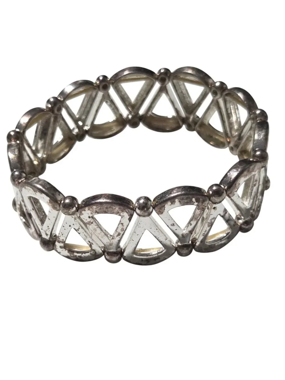Vintage Geometric Openwork Bracelet Art Deco Chunky Modernist Fashion Jewelry